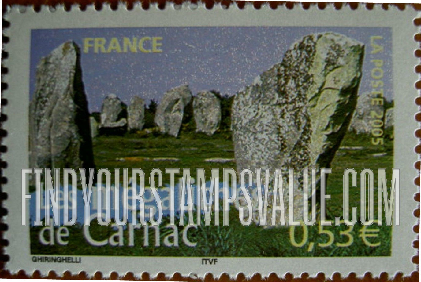 FindYourStampsValue: Aspects of Life in the French Regions Type of 2003: Carnac megaliths