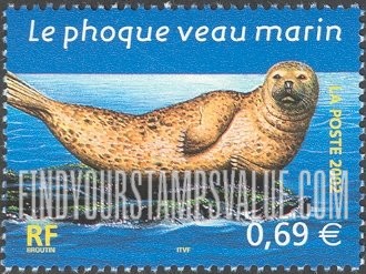 FindYourStampsValue: Marine Life: Seal (phoque veau marin)