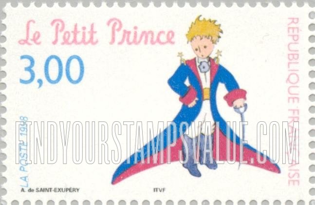 FindYourStampsValue: “The Little Prince,” by Antoine de Saint Exupéry (1900-1944): Standing in uniform with sword, horizontal