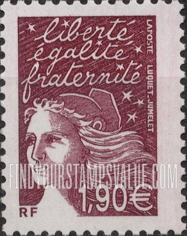 FindYourStampsValue: Marianne With Euro Denominations Type of 2002