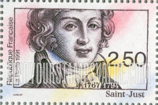FindYourStampsValue: French Revolution, Bicentennial: Louis Antoine-Leon de St. Just (1767-1794)