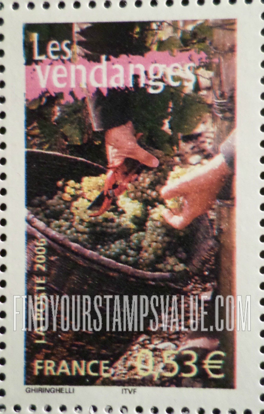 FindYourStampsValue: Aspects of Life in the French Regions Type of 2003: Grape harvests (vendanges), vertical