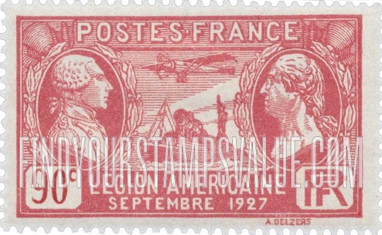 FindYourStampsValue: Lafayette, Washington, S. S. Paris and Airplane “Spirit of St. Louis”