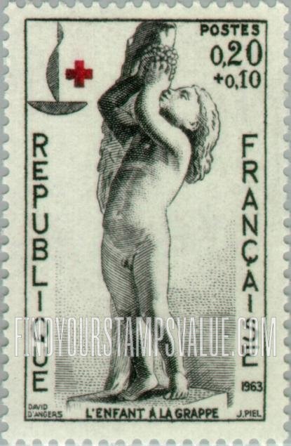 FindYourStampsValue: SEMI-POSTAL - “Child with Grapes” by David d’Angers and Centenary Emblem
