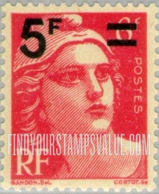 FindYourStampsValue: Marianne Types of 1945: Surcharged with New Value and Bars in Black