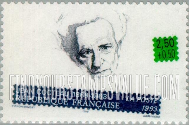 FindYourStampsValue: SEMI-POSTAL - Writers: Jean Cocteau (1889-1963)