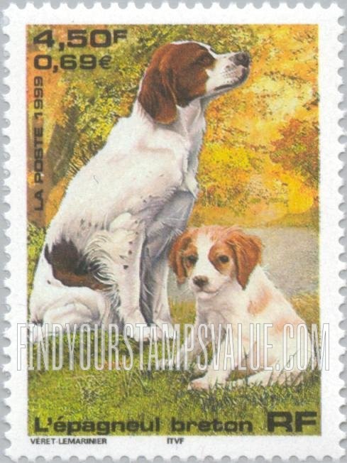 FindYourStampsValue: Cats and Dogs: Brittany spaniel