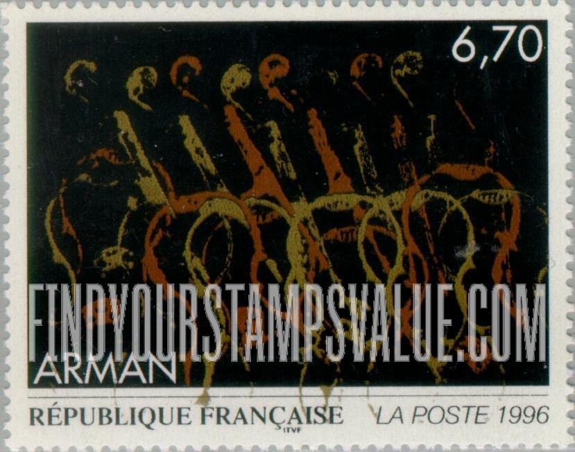 FindYourStampsValue: Art Series: Imprints of Cello Fragments, by Arman