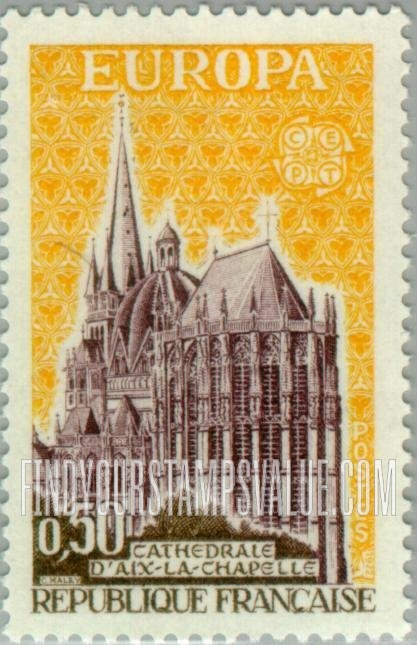 FindYourStampsValue: Europa Issue 1972: Aix-la-Chapelle Cathedral