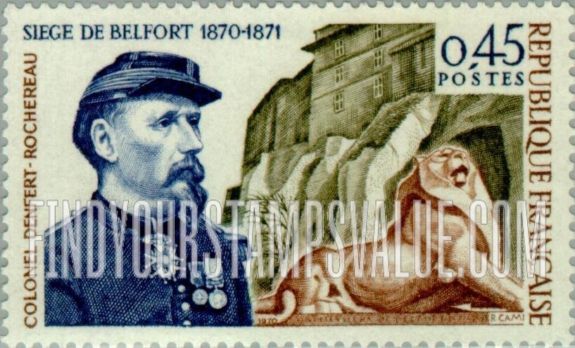 FindYourStampsValue: Colonel Denfert-Rochereau and Lion of Belfort, by Frederic A. Bartholdi