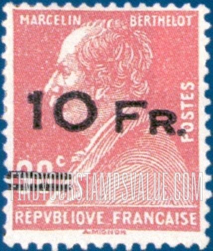 FindYourStampsValue: AIR POST: Marcelin Berthelot (1827-1907), Chemist and Statesman - Surcharged