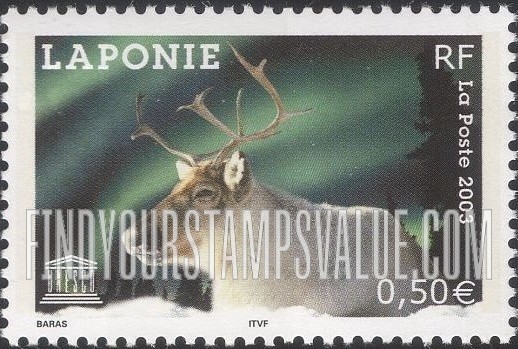FindYourStampsValue: FOR THE UNITED NATIONS EDUCATIONAL, SCIENTIFIC AND CULTURAL ORGANIZATION - Reindeer, Lapland