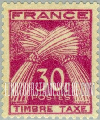 FindYourStampsValue: POSTAGE DUE - Sheaves of Wheat: Type of 1943