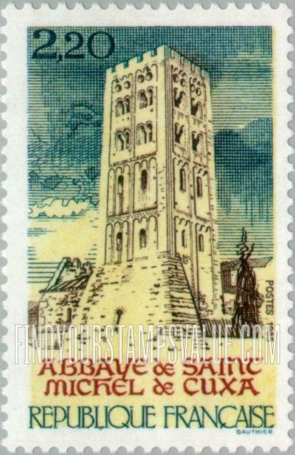FindYourStampsValue: Tourism Issue: St. Michel de Cuxa (Codalet) Abbey
