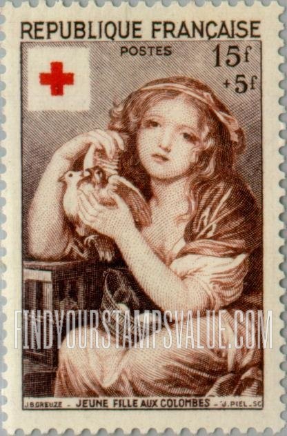 FindYourStampsValue: SEMI-POSTAL - “Young Girl with Doves,” by Jean Baptiste Greuze