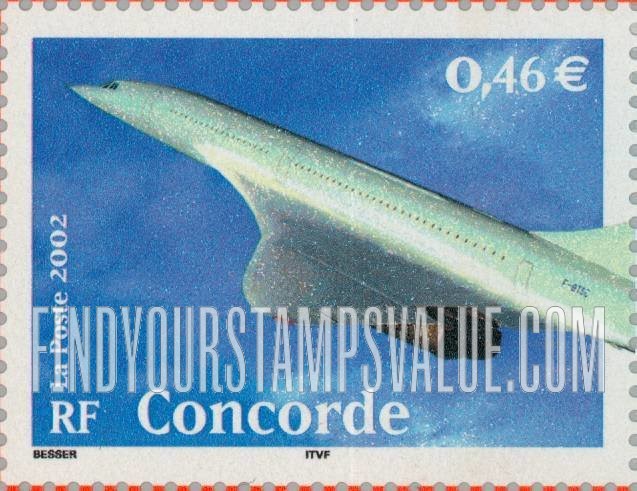 FindYourStampsValue: 20th Century Type of 2000: Concorde supersonic airplane
