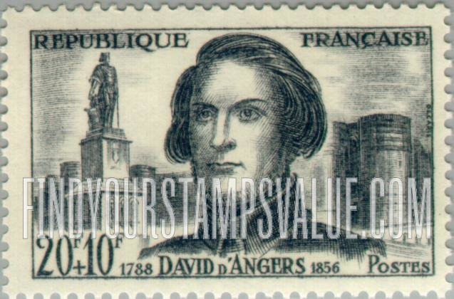 FindYourStampsValue: SEMI-POSTAL - David d’Angers, statue and building