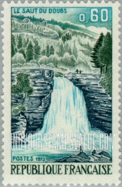 FindYourStampsValue: Tourist Issue: Doubs Waterfall