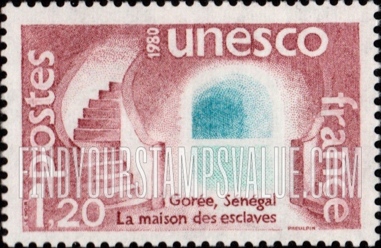 FindYourStampsValue: FOR THE UNITED NATIONS EDUCATIONAL, SCIENTIFIC AND CULTURAL ORGANIZATION - Slave Quarters, Senegal