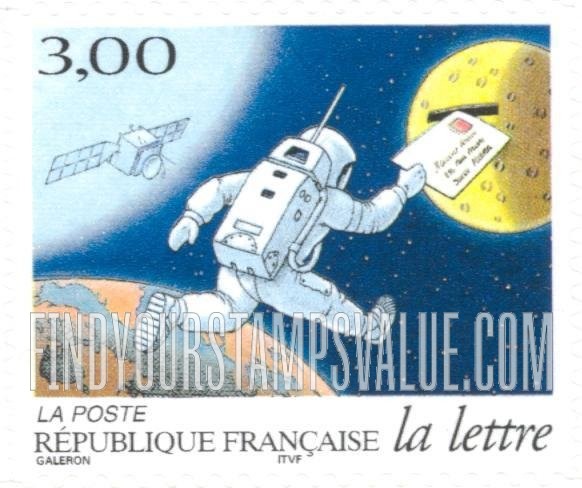 FindYourStampsValue: Journey of a Letter Type: Astronaut carrrying letter in space from earth to the moon