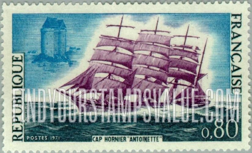 FindYourStampsValue: Cape Horn Clipper “Antoinette” and Solidor Castle, Saint-Malo