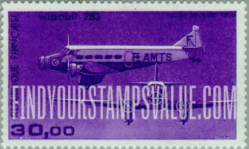 FindYourStampsValue: AIR POST - Planes: Wibault 283 Monoplane