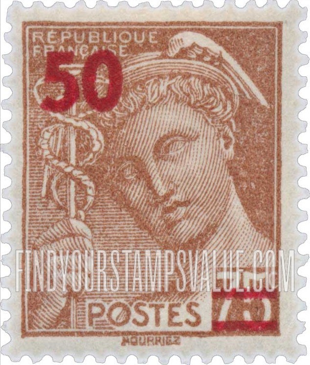 FindYourStampsValue: Mercury: Stamps of 1932-39 Surcharged in Carmine