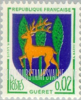 FindYourStampsValue: Ams of Guéret: Arms Type of 1958-59