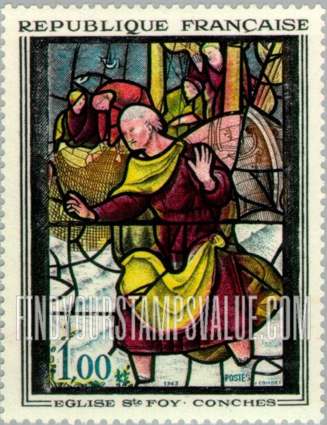 FindYourStampsValue: St. Peter, Window at St. Foy de Conches