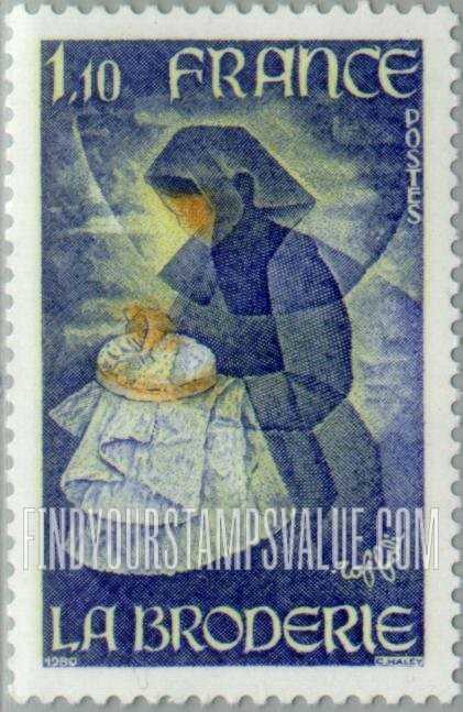 FindYourStampsValue: Woman Embroidering