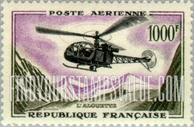 FindYourStampsValue: AIR POST - Alouette helicopter