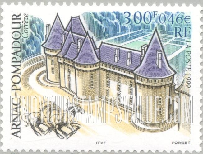 FindYourStampsValue: Tourism Series: Chateau, Arnac-Pompadour