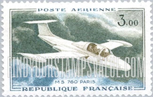 FindYourStampsValue: AIR POST - Morane Saulnier 760 “Paris”: Types of 1954-59
