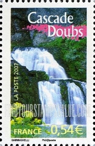 FindYourStampsValue: Aspects of Life in the French Regions Type of 2003: Doubs Waterfall, vertical