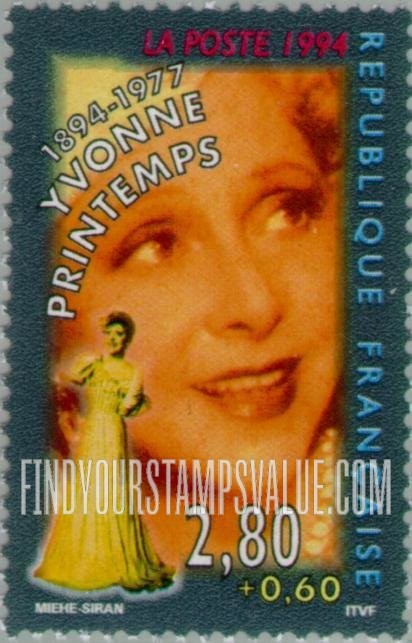 FindYourStampsValue: SEMI-POSTAL - Stage and Screen Personalities: Yvonne Printemps (1894-1977)