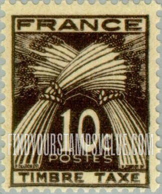 FindYourStampsValue: POSTAGE DUE - Sheaves of Wheat: Type of 1943