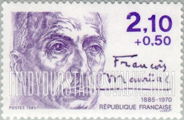 FindYourStampsValue: SEMI-POSTAL - Authors: Francois Mauriac (1885-1970)