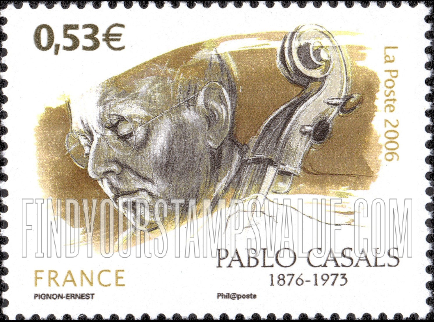 FindYourStampsValue: Pablo Casals (1876-1973), Cellist