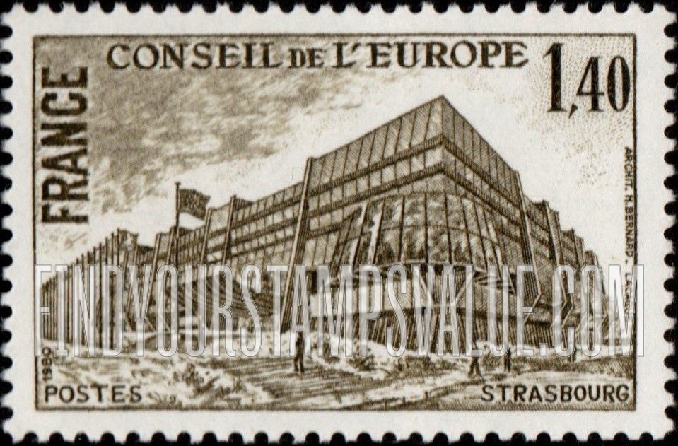 FindYourStampsValue: OFFICIAL - New Council Headquarters, Strasbourg: Council Headquarters Type of 1977