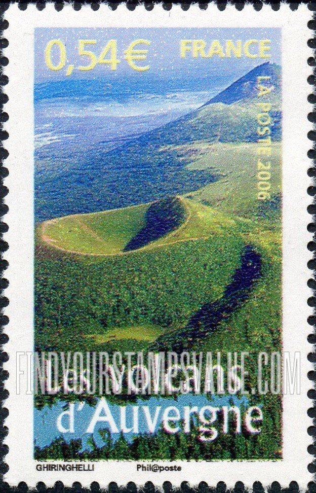 FindYourStampsValue: Aspects of Life in French Regions Type of 2003: Volcanic craters, Auvergne, vertical