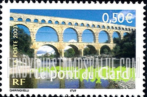 FindYourStampsValue: Aspects of Life in French Regions Type of 2003: Pont du Gard