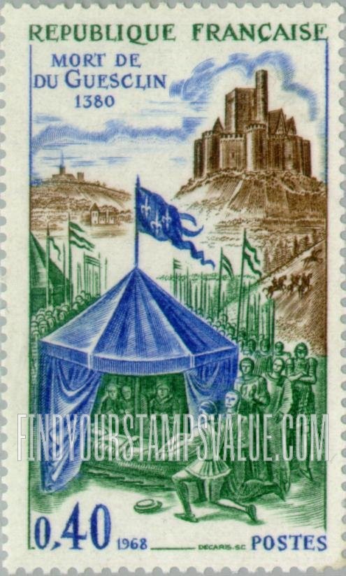 FindYourStampsValue: Death of Bertrand Du Guesclin at Chateauneuf-de-Randon, 1380