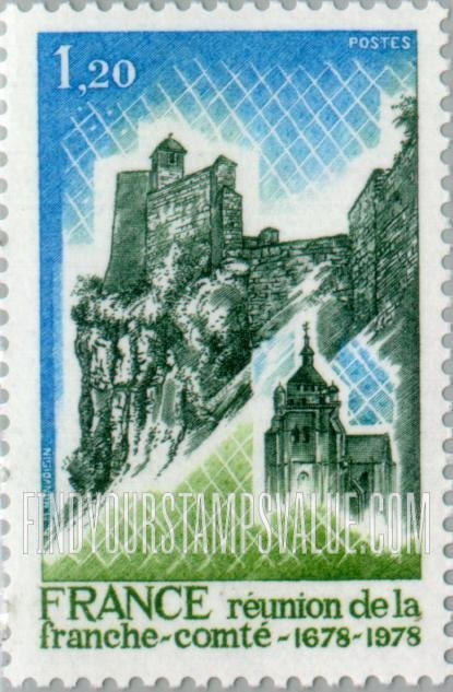 FindYourStampsValue: Fortress, Besançon, and Collegiate Church, Dole