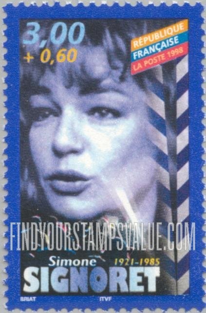 FindYourStampsValue: SEMI-POSTAL - Actors of the French Cinema: Simone Signoret (1921-85)