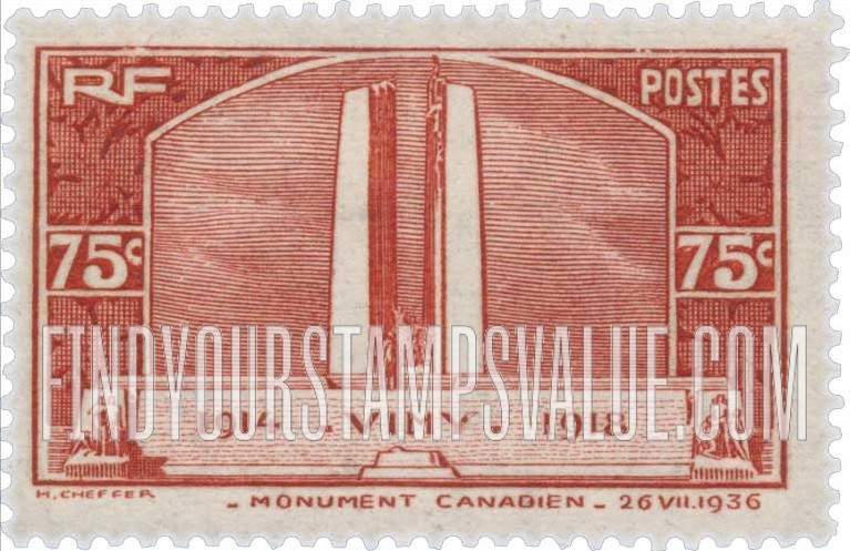 FindYourStampsValue: Canadian War Memorial at Vimy Ridge