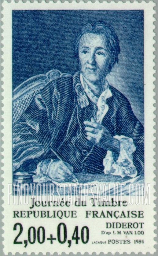 FindYourStampsValue: SEMI-POSTAL - Diderot Holding a Letter, by L.M. Van Loo