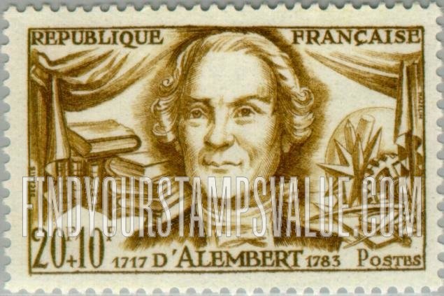 FindYourStampsValue: SEMI-POSTAL - Jean Le Rond d’Alembert, books and wheel