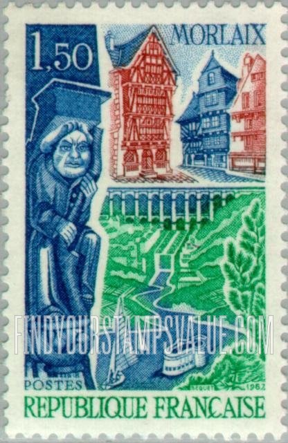 FindYourStampsValue: Morlaix; old houses, grotesque carving, viaduct