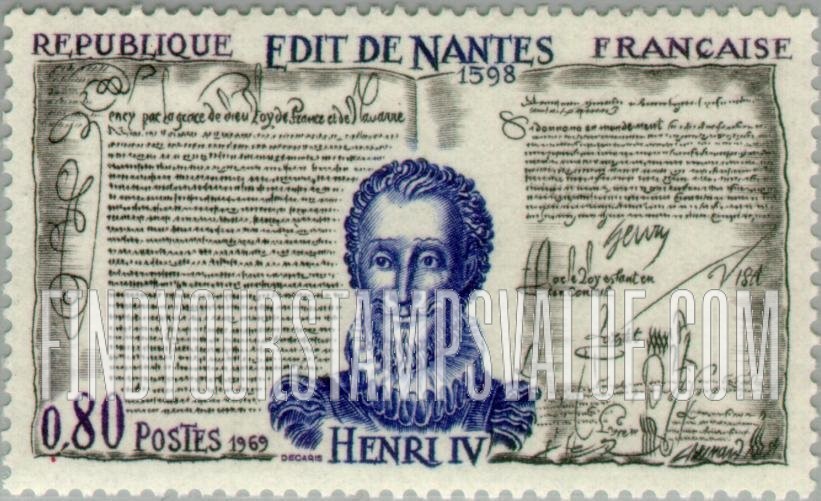 FindYourStampsValue: Henri IV and Edict of Nantes: Type of 1968 and