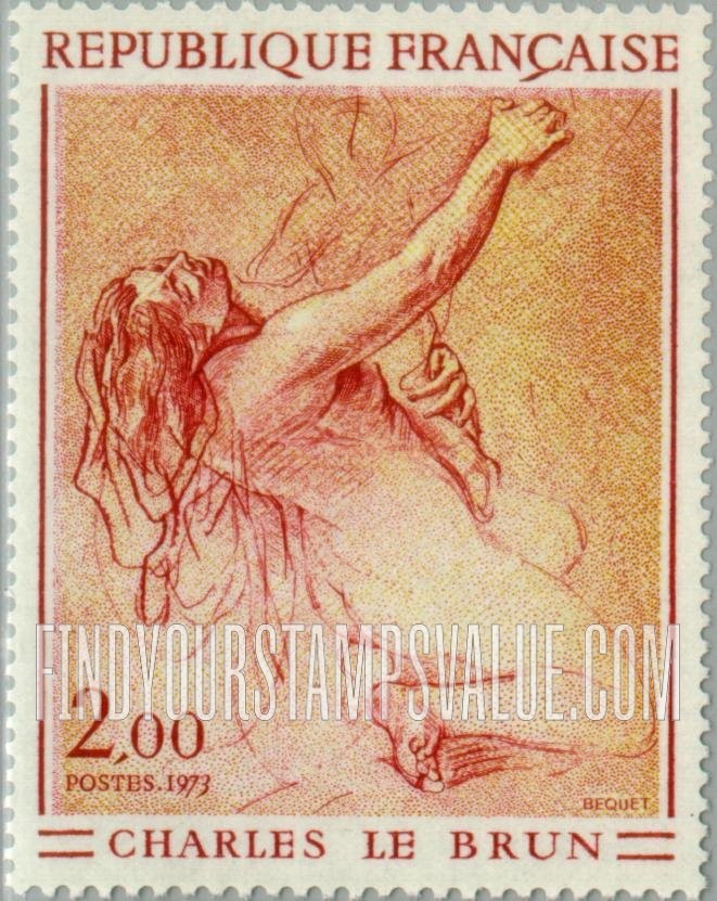 FindYourStampsValue: Kneeling Woman, by Charles Le Brun